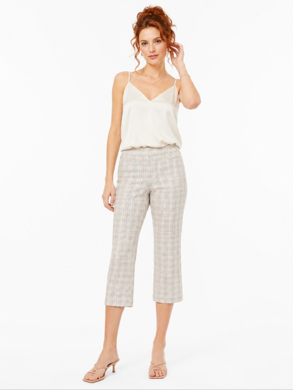 Dockers Petite Plaid Cropped Ankle Pants Career Stretch Trousers 10P